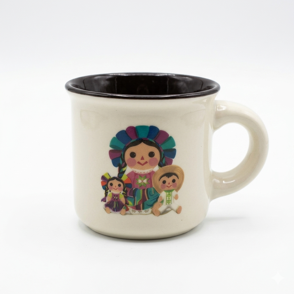 Set de 6 Tazas de Porcelana para Café Expreso - Colección Surtida de Arte Mexicano (90 ml)