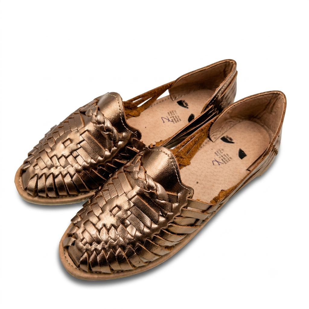 Huarache de Dama Tipo Panchito en Piel Vegana – Tejido Artesanal Michoacán