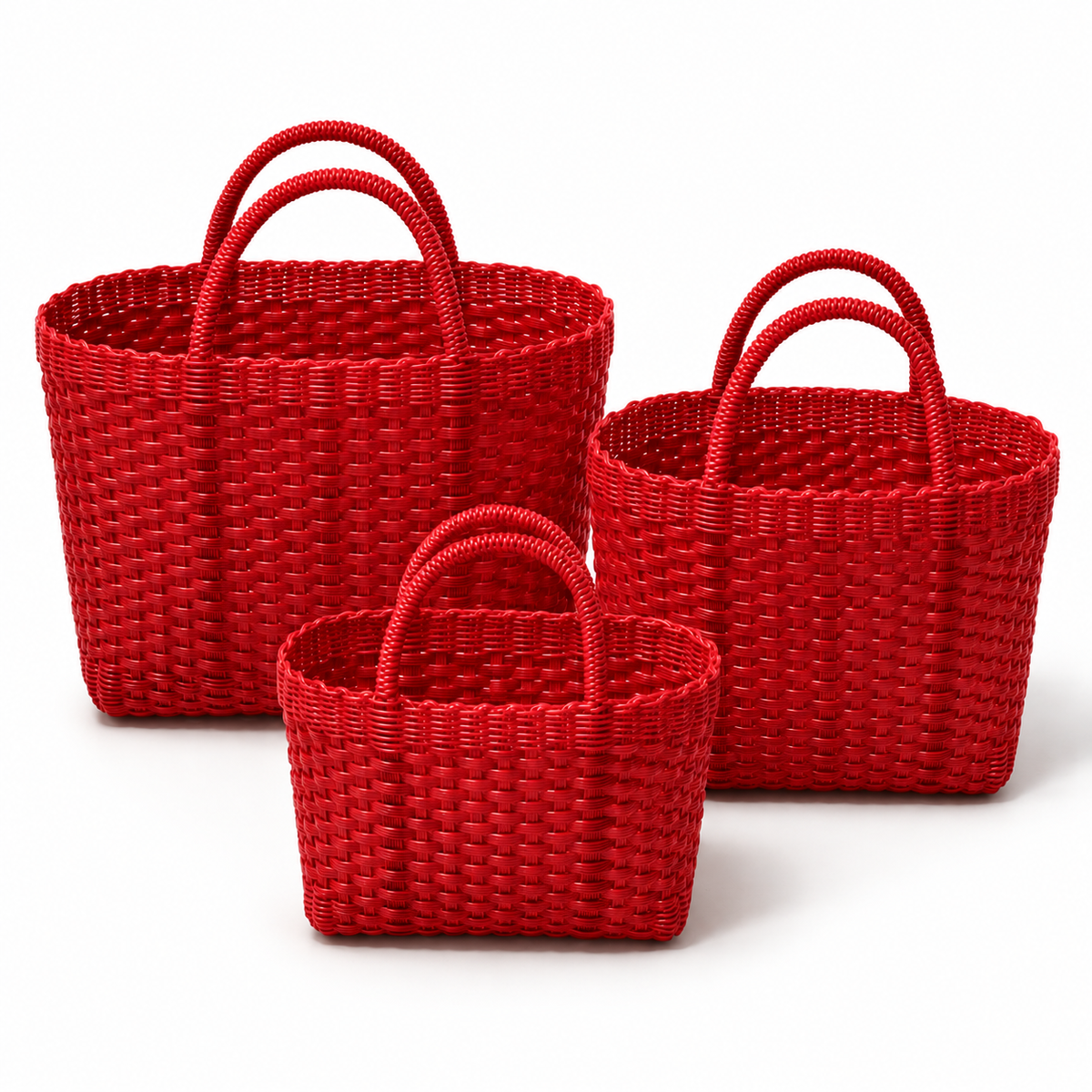 Juego de 3 Bolsas Mandado Tejidas en Plástico Artesanales | Chico, Mediano y Grande
