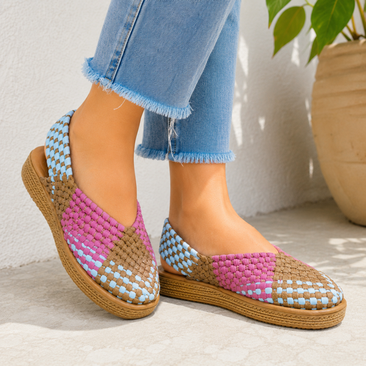 Huarache de Trapillo Cerrado con Plataforma para Dama - Tejido a Mano