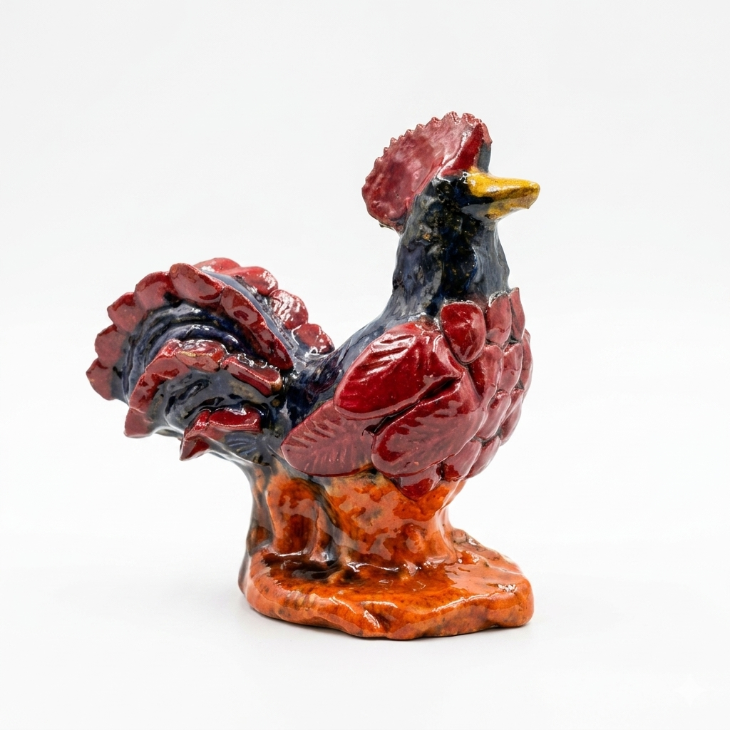 Gallito de Cerámica Vidriada de San José de Gracia, Michoacán (13 x 13 cm)