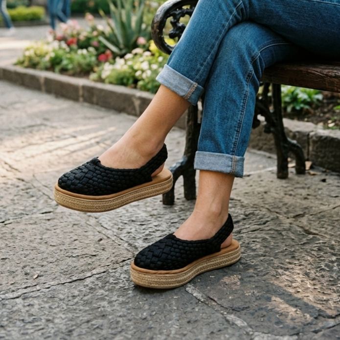 Women's Handmade Platform T-Shirt Yarn Huarache