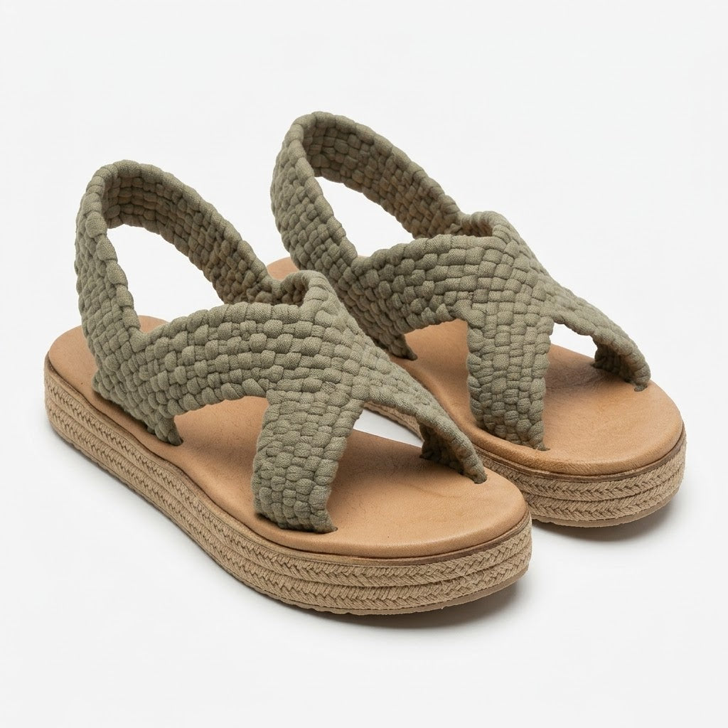 Huarache Artesanal de Trapillo con Plataforma para Dama – Tejido a Mano en Michoácan