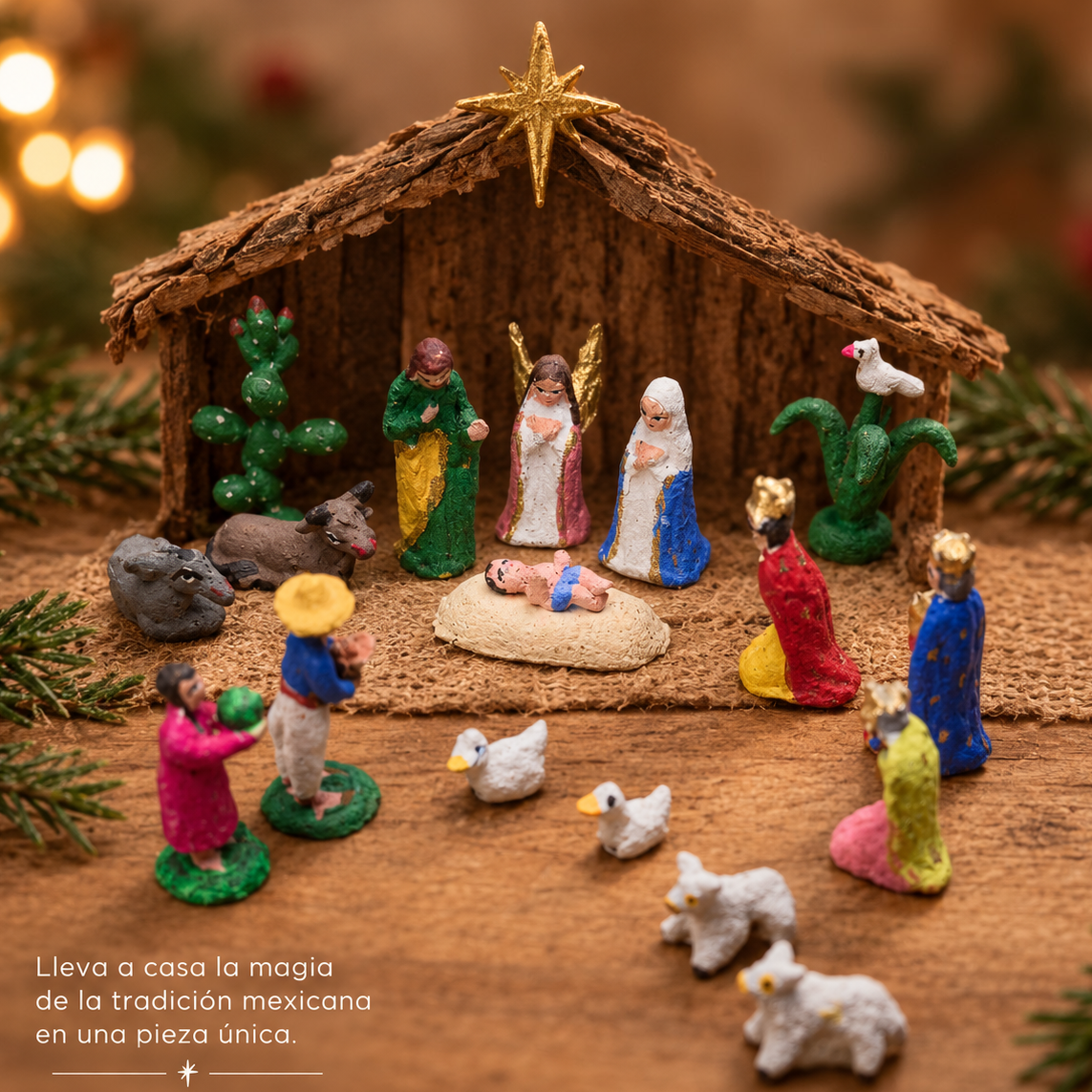 Nacimiento artesanal en miniatura de barro