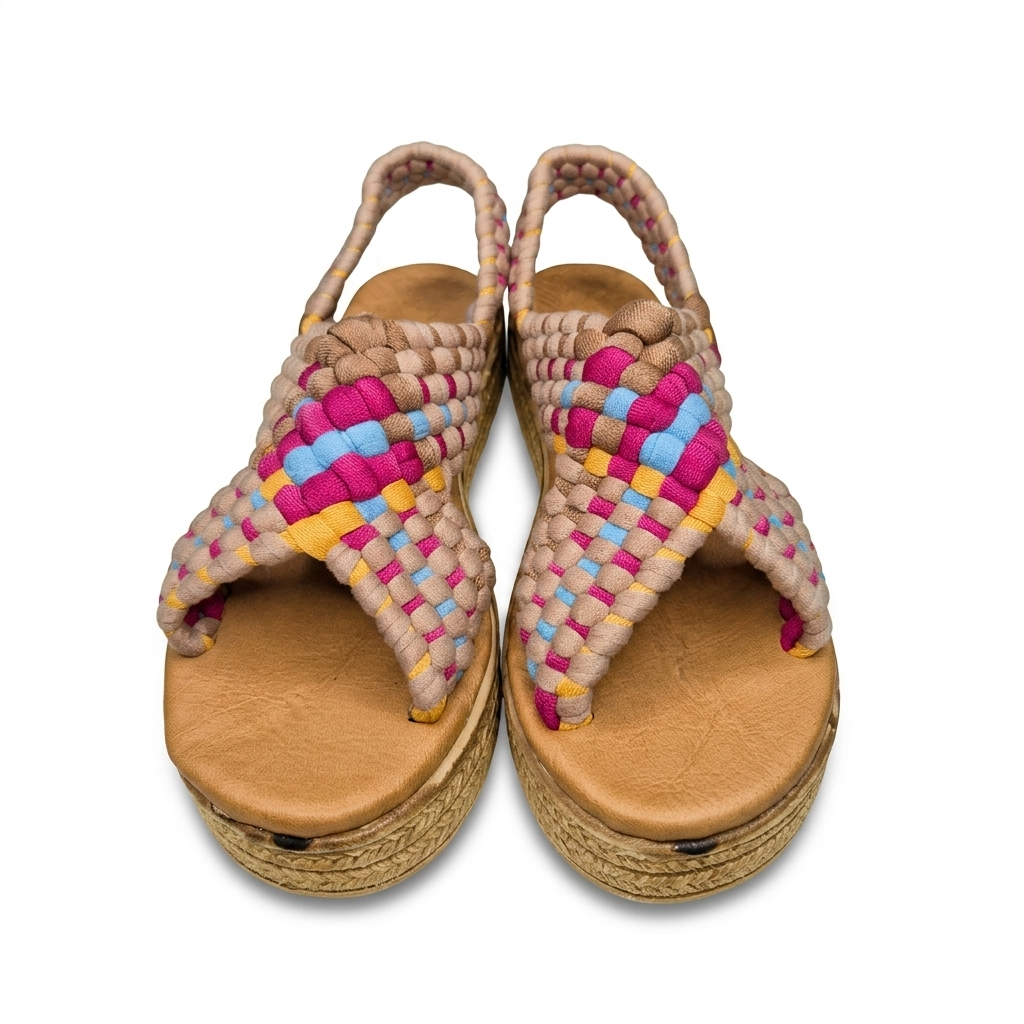 Huarache Artesanal de Trapillo con Plataforma para Dama – Tejido a Mano en Michoácan