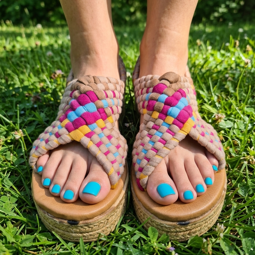 Huarache Artesanal de Trapillo con Plataforma para Dama – Tejido a Mano en Michoácan
