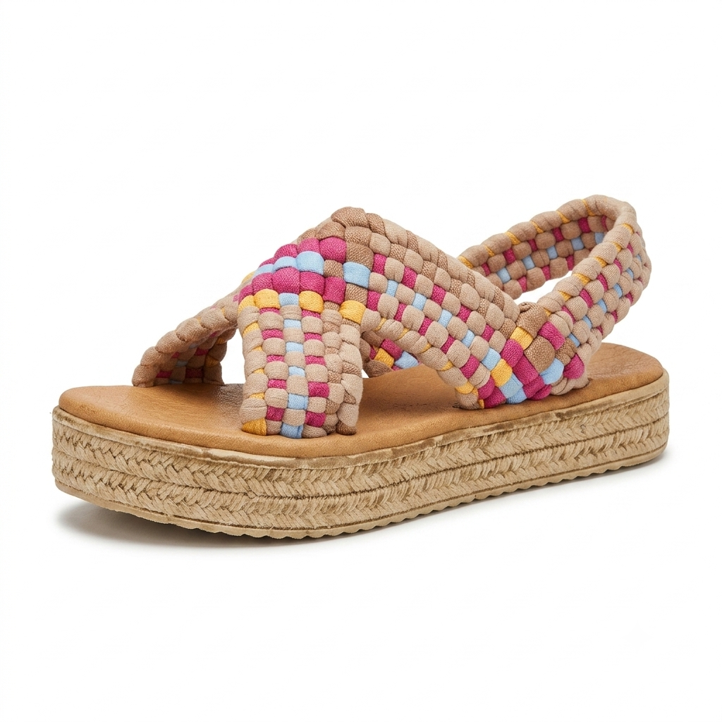 Huarache Artesanal de Trapillo con Plataforma para Dama – Tejido a Mano en Michoácan