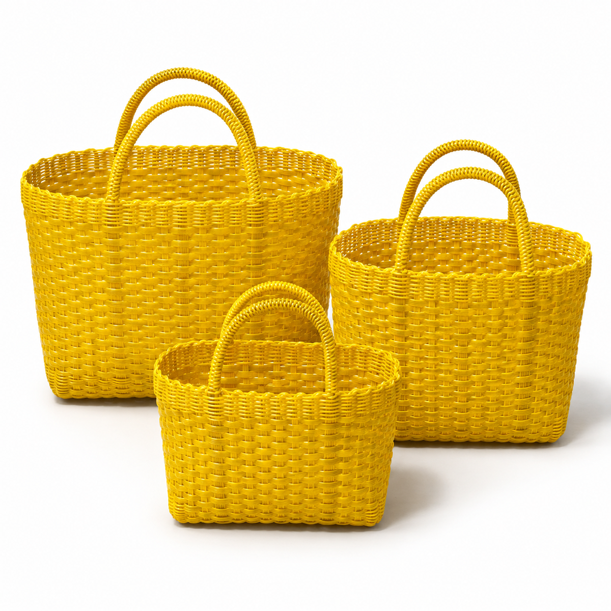 Juego de 3 Bolsas Mandado Tejidas en Plástico Artesanales | Chico, Mediano y Grande